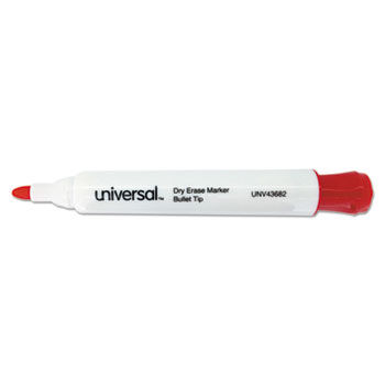 Dry Erase Marker, Bullet Tip, Red, Dozen