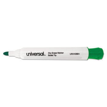 Dry Erase Marker, Bullet Tip, Green, Dozen