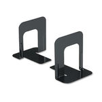 Economy Bookends, Nonskid, 4 3/4 x 5 1/4 x 5, Heavy Gauge Steel, Black