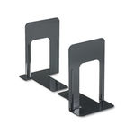 Economy Bookends, Nonskid, 5 7/8 x 8 1/4 x 9, Heavy Gauge Steel, Black