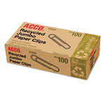 Recycled Paper Clips, Jumbo, 100/Box, 10 Boxes/Pack