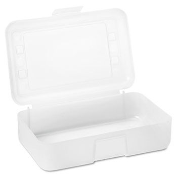 Gem Polypropylene Pencil Box with Lid, Clear, 8 1/2 x 5 1/2 x 2 1/2