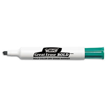 Great Erase Bold Dry Erase Markers, Chisel Tip, Green, Dozen