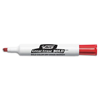 Great Erase Bold Dry Erase Markers, Chisel Tip, Red, Dozen