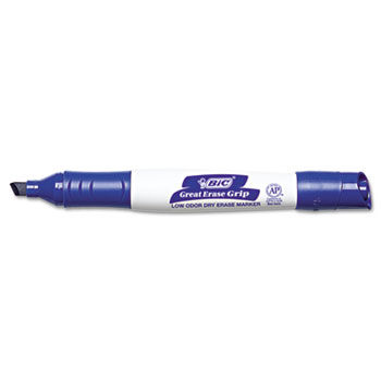 Great Erase Grip Dry Erase Markers, Chisel Tip, Blue, Dozen