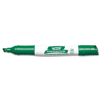 Great Erase Grip Dry Erase Markers, Chisel Tip, Green, Dozen