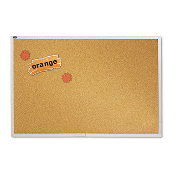 Natural Cork Bulletin Board, 72 x 48, Anodized Aluminum Frame