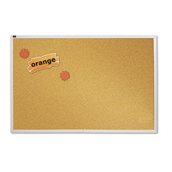 Natural Cork Bulletin Board, 96 x 48, Anodized Aluminum Frame