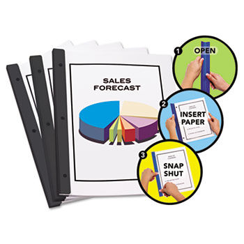 Redi-Bind Binder Bars, 50-Sheet Capacity, Black, 12/Pack