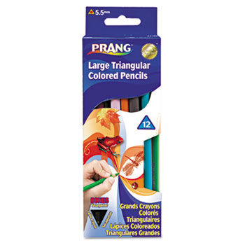 Prang Triangular Colored Woodcase Pencil, 5.5 mm, Assorted, 12/Set