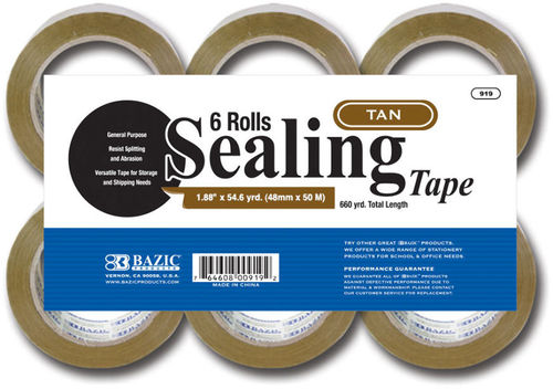 BAZIC 1.89"" X 110 Yards Tan Packing Tape (6/pack) Case Pack 6