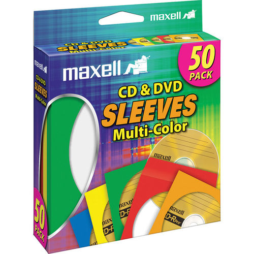 Multi-Color CD/DVD Sleeves - 50 Pack