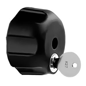 RAM MOUNT KNOB W/ KEYED LOCK AND 1/4"" - 20 BRASS HOLE