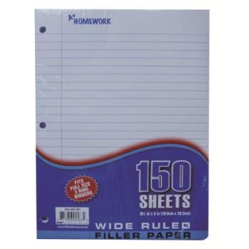 Loose Leaf Filler Paper - 150 Sheets - Wide Ruled Case Pack 24