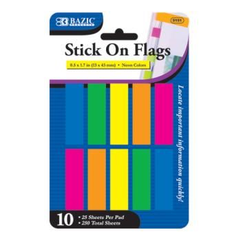 BAZIC 25 Ct. 0.5"" X 1.7"" Neon Color Coding Flags Case Pack 144