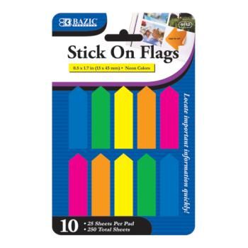 BAZIC 25 Ct. 0.5"" X 1.7"" Neon Color Arrow Flags Case Pack 144