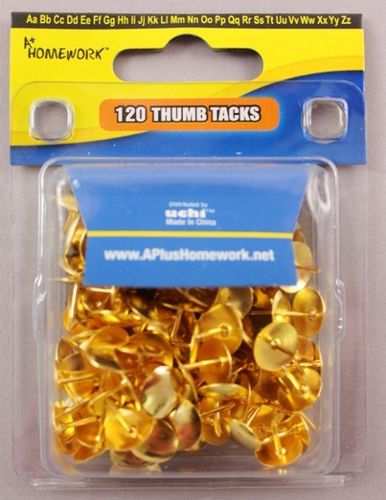 Gold colored Thumb Tacks - 120 ct. Case Pack 48