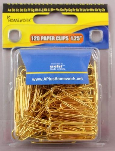 Gold Colored Paper Clips - 1.25"" - 120 pack Case Pack 48