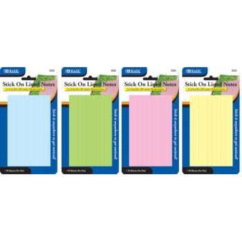 BAZIC 70 Ct. 3"" X 5"" Lined Stick On Notes Case Pack 144