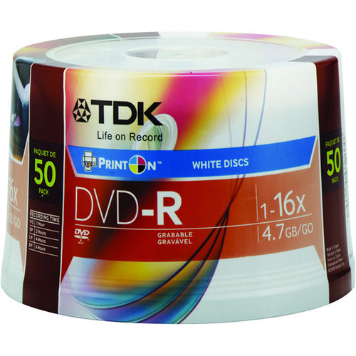 16x Ink-Jet Printable DVD-R Spindle - 50 Spindle