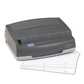 50-Sheet 350MD Electric Three Hole Punch, 1/4"" Holes, Gray