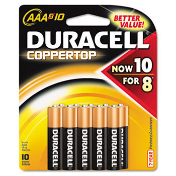 CopperTop Alkaline Batteries with Duralock Power Preserve Technology, AAA, 10/Pk