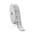 Consecutively Numbered Double Ticket Roll, White, 2000 Tickets/Roll