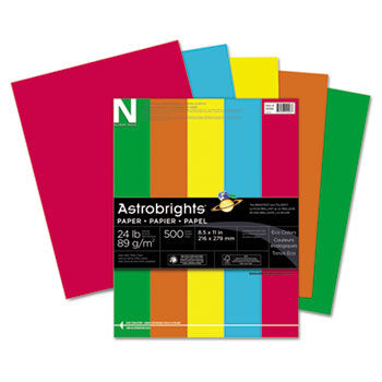 Astrobrights Eco Brights Colored Paper, 24lb, 8-1/2 x 11, Assorted, 500 Shts/Rm