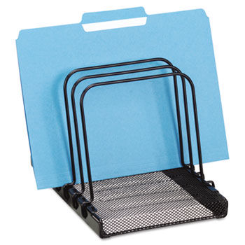 Mesh Flip File Folder Sorter, Five Sections, Black, 7 4/5 x 1 7/8 x 10 2/5