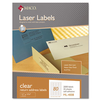 Matte Clear Laser Labels, 1/2 x 1 3/4, 2000/Box