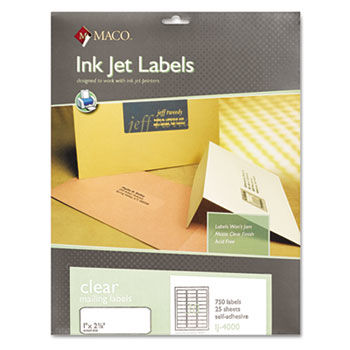 Matte Clear Address Labels, 1 x 2 5/8, 750/Pack