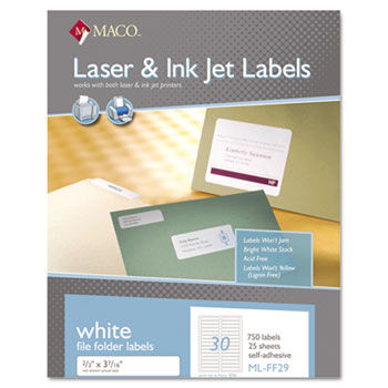 File Folder Labels, 2/3 x 3 7/16, White, 750/Pack