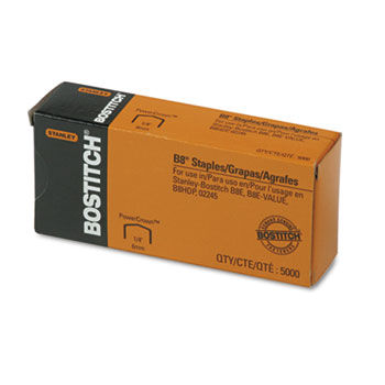 Full Strip B8 Staples, 1/4 Inch Leg Length, 5,000/Box