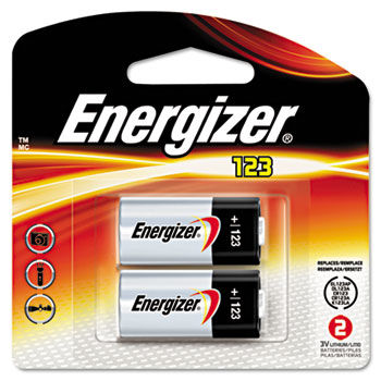 e2 Lithium Photo Battery, 123, 3V, 2/Pack