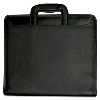 Zip-Around Portfolio, File Pockets, 3-Ring Binder, Writing Pad, Organizer, Black