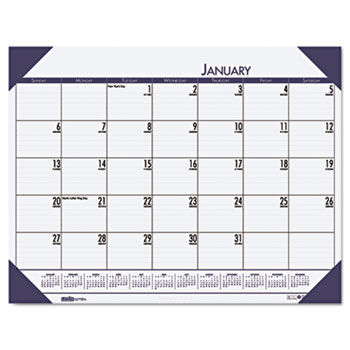 EcoTones Ocean Blue Monthly Desk Pad Calendar, 18-1/2 x 13, 2014