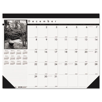 Black-and-White Photo Monthly Desk Pad Calendar, 18-1/2 x 13, 2013-2014