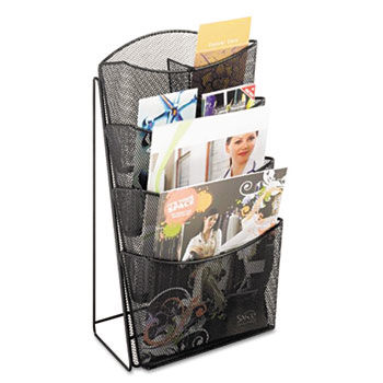 Onyx Mesh Counter Displaym 4 Compartments, 9-3/4w x 6-1/2d x 18h, Black