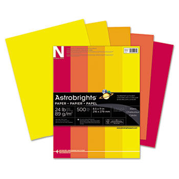 Astrobrights Colored Paper, 24lb, 8-1/2 x 11, Warm Assortment, 500 Sheets/Ream