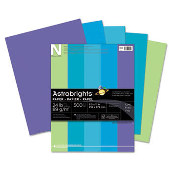 Astrobrights Colored Paper, 24lb, 8-1/2 x 11, Cool Assortment, 500 Sheets/Ream