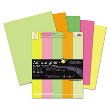 Astrobrights Colored Paper, 24lb, 8-1/2 x 11, Neon Assortment, 500 Sheets/Ream