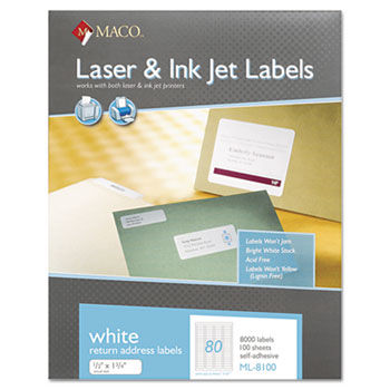 White All-Purpose Labels, 1/2 x 1-3/4, 8000/Box