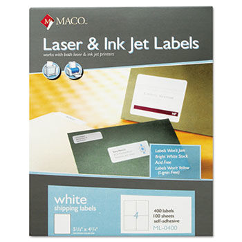 White All-Purpose Labels, 5 1/2 x 4 1/4, 400/Box