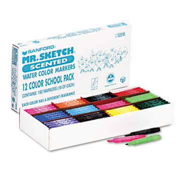 Scented Watercolor Markers, 12 Colors, 192/Set