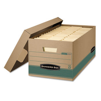 Stor/File Extra Strength Storage Box, Letter, Lift-Off Lid, Kft/Green, 12/Carton