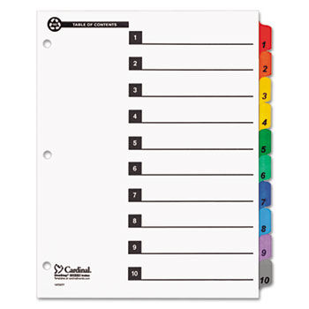 100% Recycled OneStep Index System, Multicolor 10-Tab, 11 x 8-1/2, 1 Set