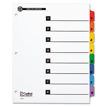 100% Recycled OneStep Index System, Multicolor 8-Tab, 11 x 8-1/2, 1 Set