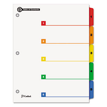 100% Recycled OneStep Index System, Multicolor 5-Tab, 11 x 8-1/2, 1 Set