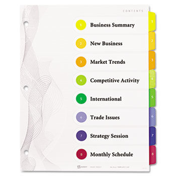 Designer Ready Index Dividers, Multicolor 8-Tab, 11 x 8-1/2, 3 Sets/Pack