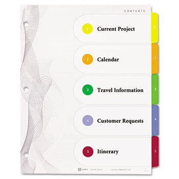 Designer Ready Index Dividers, Multicolor 5-Tab, 11 x 8-1/2, 3 Sets/Pack